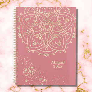 Personalized Mandala Rose Pink Gold Meditation プランナー手帳