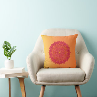 Personalized Mandala Throw Pillow – Soft Color Orn クッション