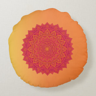 Personalized Mandala Throw Pillow – Soft Color Orn ラウンドクッション