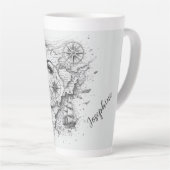 Personalized Map Compass Woman Art Vintage Chic カフェラテマグ (右アングル)