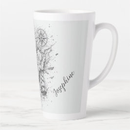 Personalized Map Compass Woman Art Vintage Chic カフェラテマグ