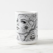 Personalized Map Compass Woman Art Vintage Chic コーヒーマグカップ (中央)