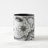Personalized Map Compass Woman Art Vintage Chic マグカップ (中央)