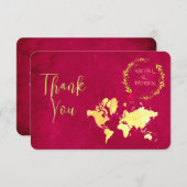 Personalized Map of Love Journey Wedding サンキューカード (正面/裏面)