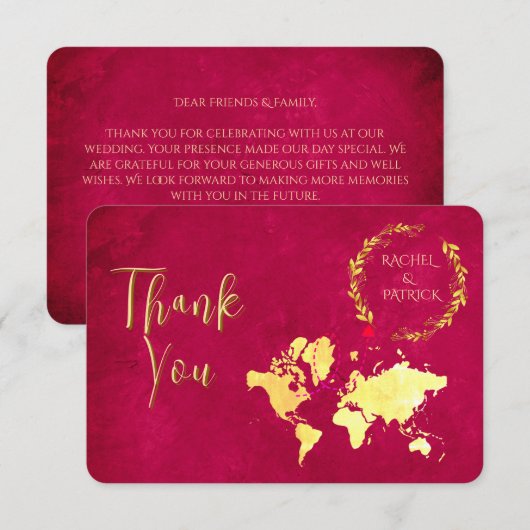 Personalized Map of Love Journey Wedding サンキューカード (正面/裏面)