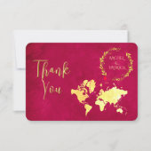 Personalized Map of Love Journey Wedding サンキューカード (正面)