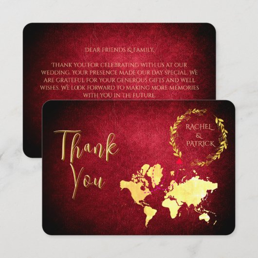 Personalized Map of Love Journey Wedding サンキューカード (正面/裏面)