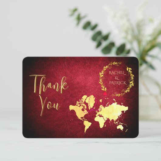 Personalized Map of Love Journey Wedding サンキューカード (スタンド正面)