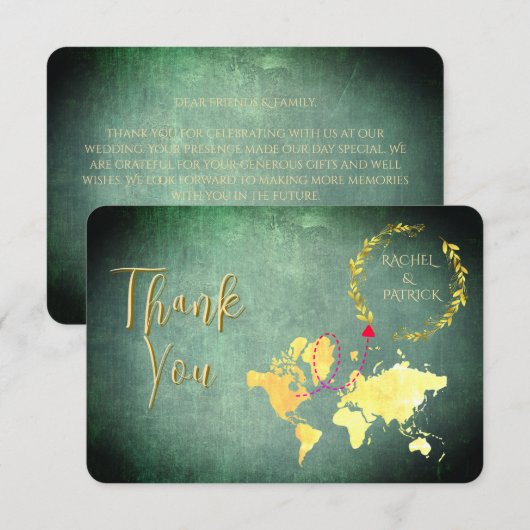 Personalized Map of Love Journey Wedding サンキューカード (正面/裏面)