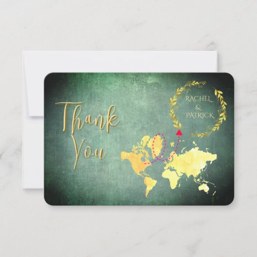 Personalized Map of Love Journey Wedding サンキューカード (正面)