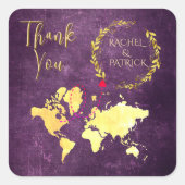 Personalized Map of Love Journey Wedding スクエアシール (正面)