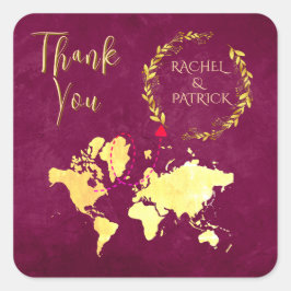 Personalized Map of Love Journey Wedding スクエアシール