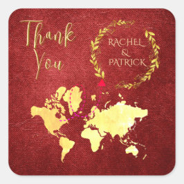 Personalized Map of Love Journey Wedding スクエアシール