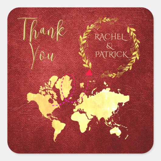 Personalized Map of Love Journey Wedding スクエアシール (正面)