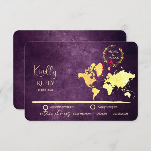 Personalized Map of Love Journey Wedding 出欠カード (正面/裏面)