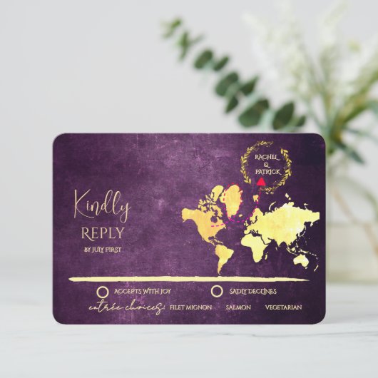 Personalized Map of Love Journey Wedding 出欠カード (スタンド正面)