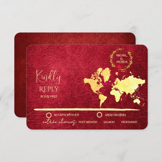 Personalized Map of Love Journey Wedding 出欠カード (正面/裏面)