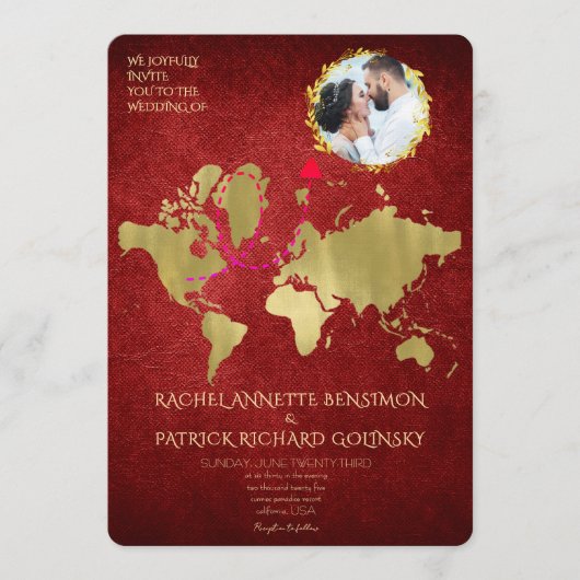 Personalized Map of Love Journey Wedding 招待状 (正面)