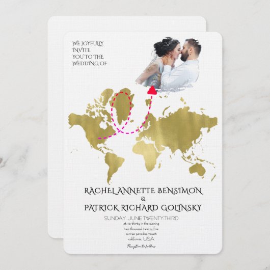 Personalized Map of Love Journey Wedding 招待状 (正面/裏面)