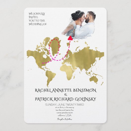 Personalized Map of Love Journey Wedding 招待状 (正面)