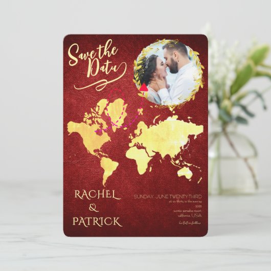 Personalized Map of Our Love Journey Save the Date 招待状 (スタンド正面)