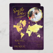 Personalized Map of Our Love Journey Save the Date 招待状 (正面/裏面)