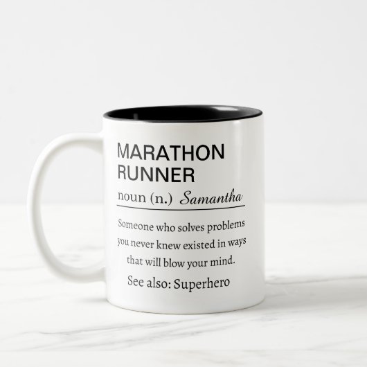 Personalized Marathon Runner Definition ツートーンマグカップ (左)