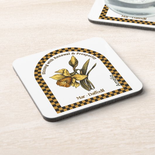 Personalized March Birth Month Flower Coaster コースター (左側)