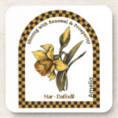 Personalized March Birth Month Flower Coaster コースター (正面)