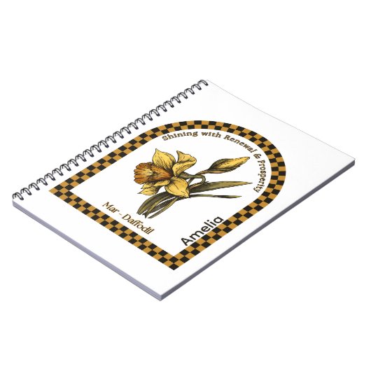 Personalized March Birth Month Flower Notebook ノートブック (左側)