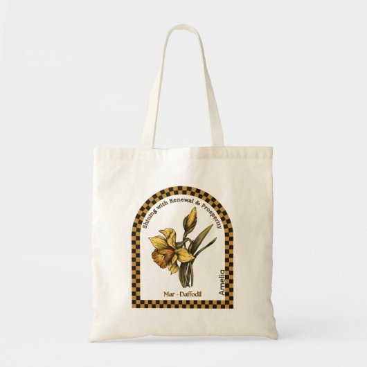 Personalized March Birth Month Flower Tote Bag トートバッグ (正面)
