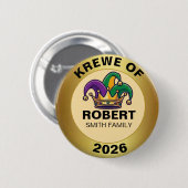 Personalized Mardi Gras Krewe Family Jester Hat 缶バッジ (正面&裏面)