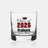 Personalized Maroon Black Class of 2026 Graduation ウイスキーグラス (正面)
