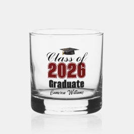 Personalized Maroon Black Class of 2026 Graduation ウイスキーグラス