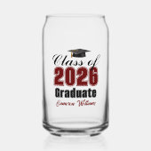 Personalized Maroon Black Class of 2026 Graduation ガラス缶 (正面)