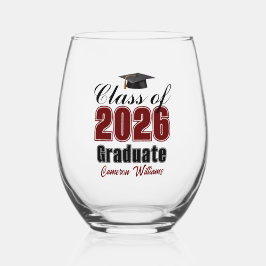 Personalized Maroon Class of 2026 Graduation ステムなしワイングラス