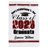 Personalized Maroon Class of 2026 Graduation ミディアムペーパーバッグ (正面)