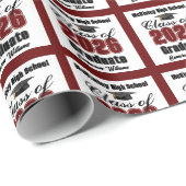 Personalized Maroon Class of 2026 Graduation ラッピングペーパー (ロールコーナー)