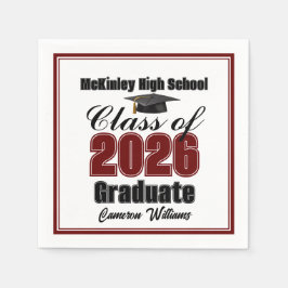Personalized Maroon Class of 2026 Graduation Party スタンダードカクテルナプキン