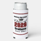 Personalized Maroon Class of 2026 Graduation Party スリム缶クーラー (Seltzer正面)