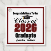 Personalized Maroon Class of 2026 Graduation Party フェイバータグ (正面)