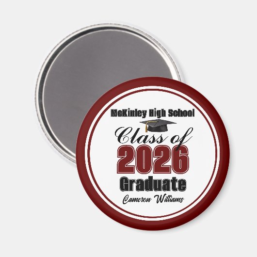 Personalized Maroon Class of 2026 Graduation Party マグネット (正面/裏面)