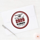 Personalized Maroon Class of 2026 Graduation Party ラウンドシール (封筒)