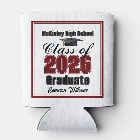 Personalized Maroon Class of 2026 Graduation Party 缶クーラー (裏面)