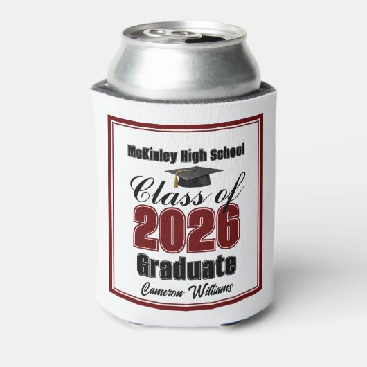 Personalized Maroon Class of 2026 Graduation Party 缶クーラー (缶裏面)