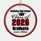 Personalized Maroon Class of 2026 Graduation Photo セラミックオーナメント (正面)