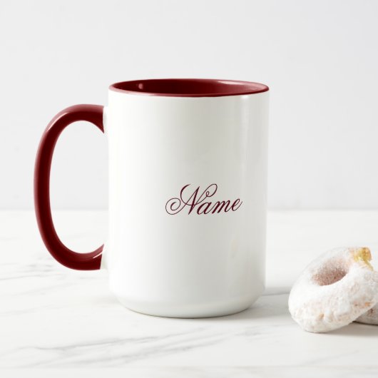 Personalized Maroon Combo Mug With Custom Name マグカップ (ドーナツ付き)