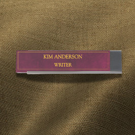 Personalized Maroon Leather Look  デスクネームプレート