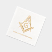 Personalized Masonic Square and Compass Real Gold 箔ナプキン (左)