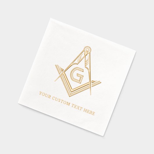 Personalized Masonic Square and Compass Real Gold 箔ナプキン (左)